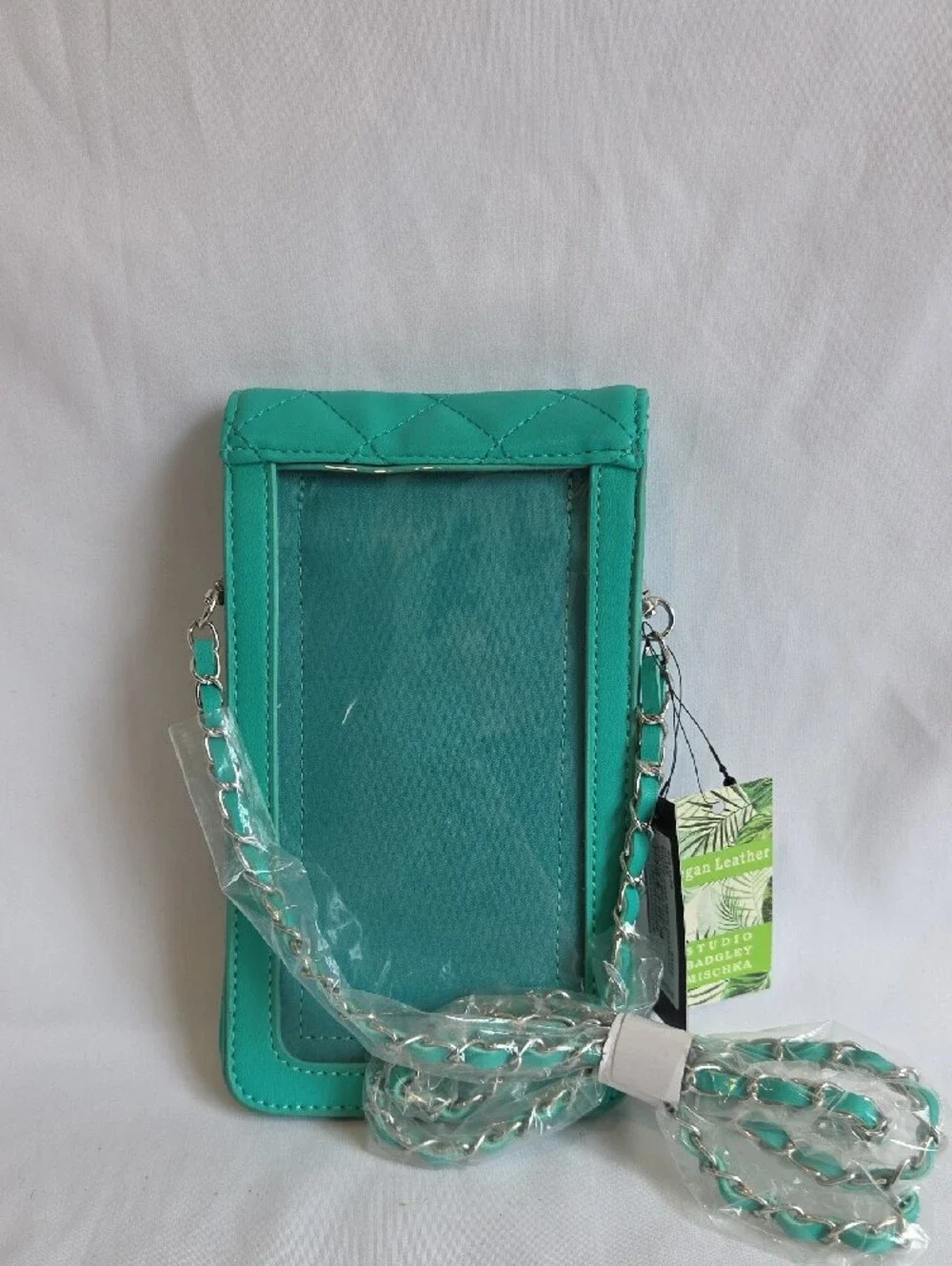 Badgley Mischka Turquoise Quilted Studded Crossbody Phone Pouch